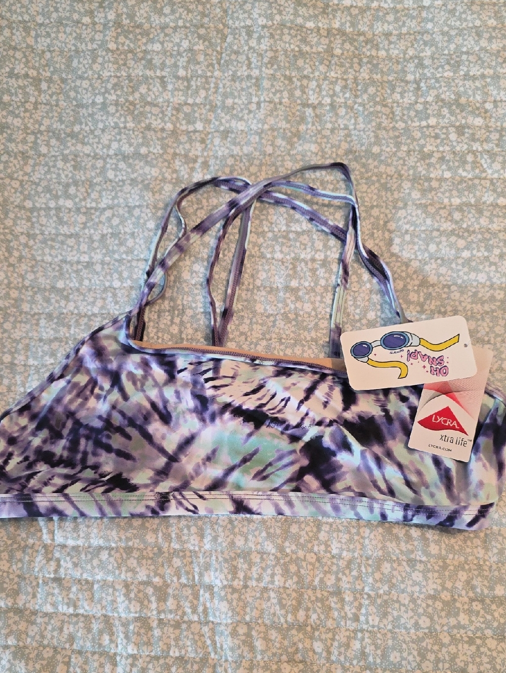 Girls' Purple Tie-Dye Strappy Swim Top